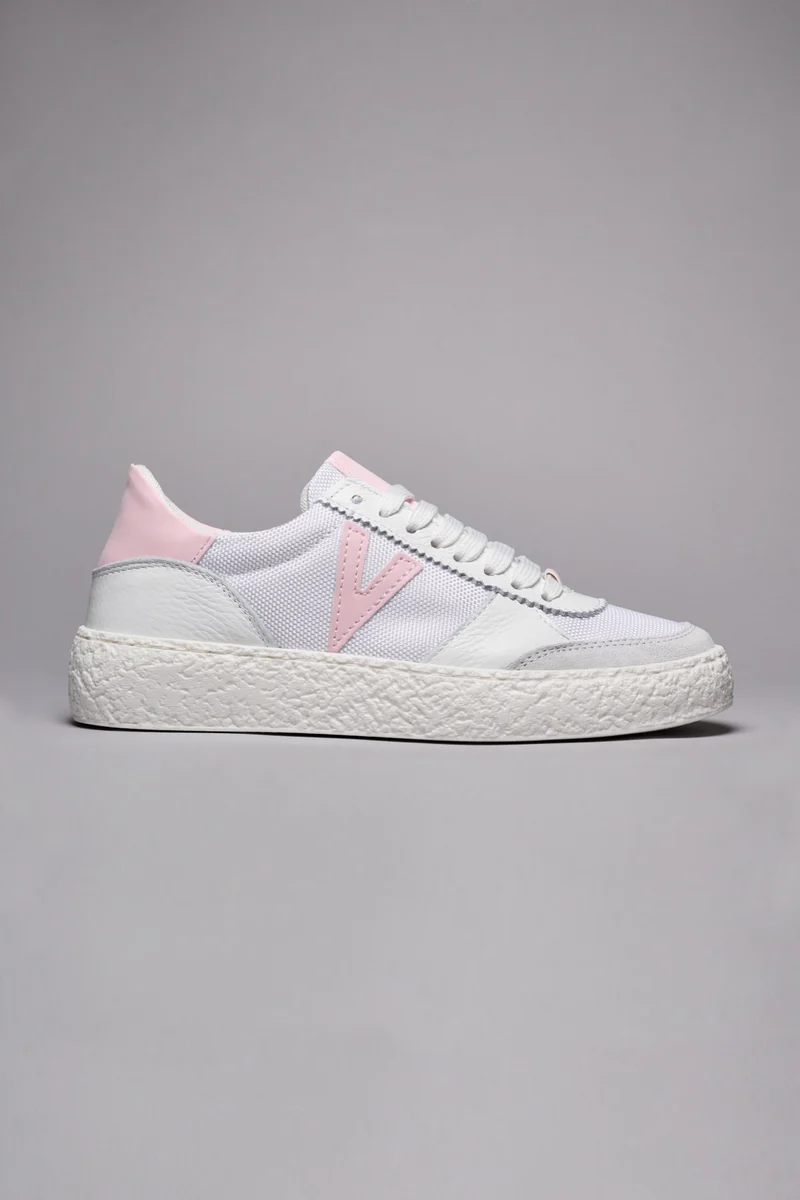 ATENA - Sneakers a suola bassa Bianca con inserti gommati Rosa