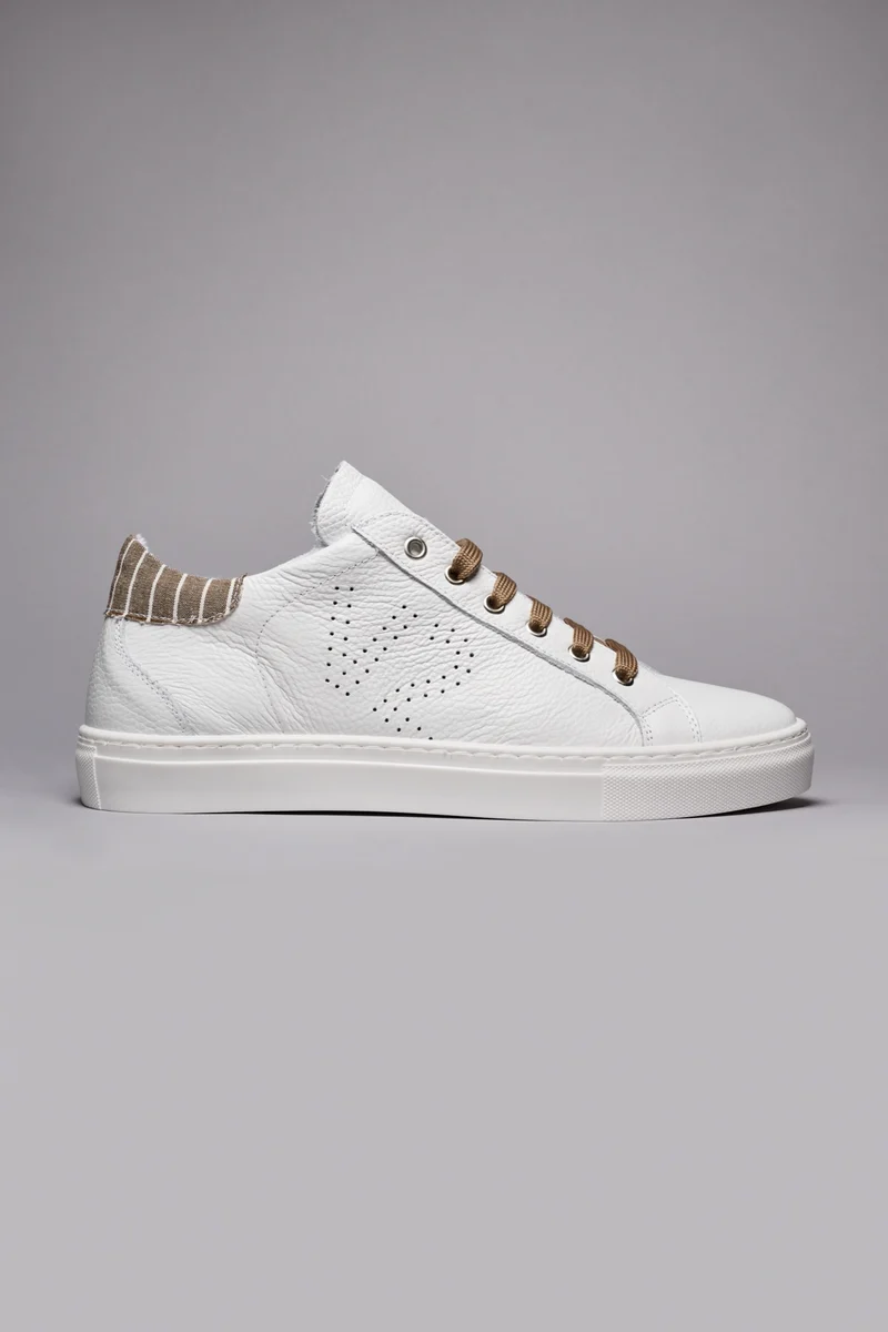 TENNIS - Sneakers a suola bassa Bianca con retro in tessuto Gessato Moro