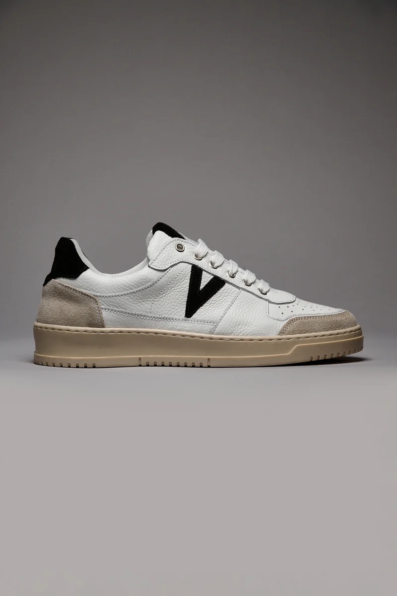 COLLEGE - Sneakers Bianca con retro e inserto scamosciato Nero