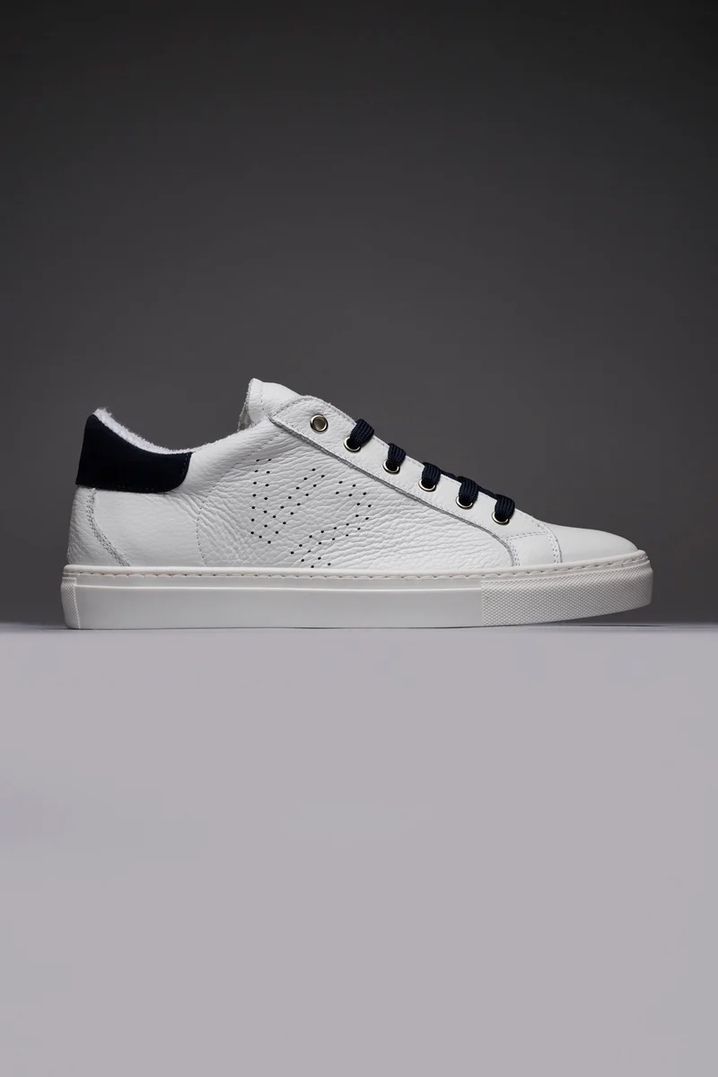 TENNIS - Sneakers a suola bassa Bianca con retro e lacci Blu