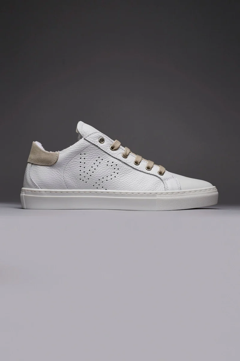 TENNIS - Sneakers a suola bassa Bianca con retro e lacci Sabbia