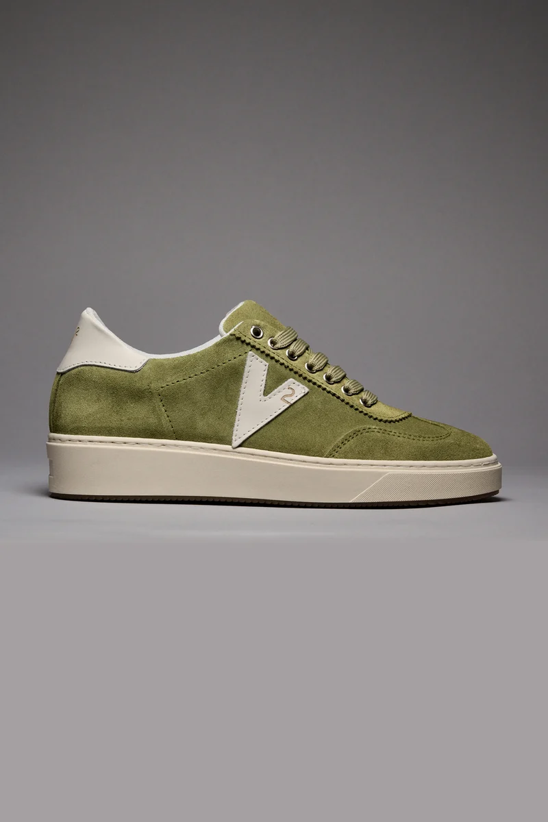 SUÈDE - Sneakers in pelle scamosciata Pesto con inserti e retro Bianco