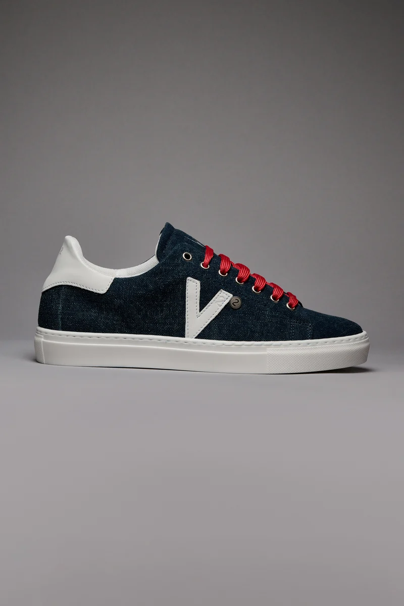 NUVOLA - Sneakers in tela Blu con lacci Rossi