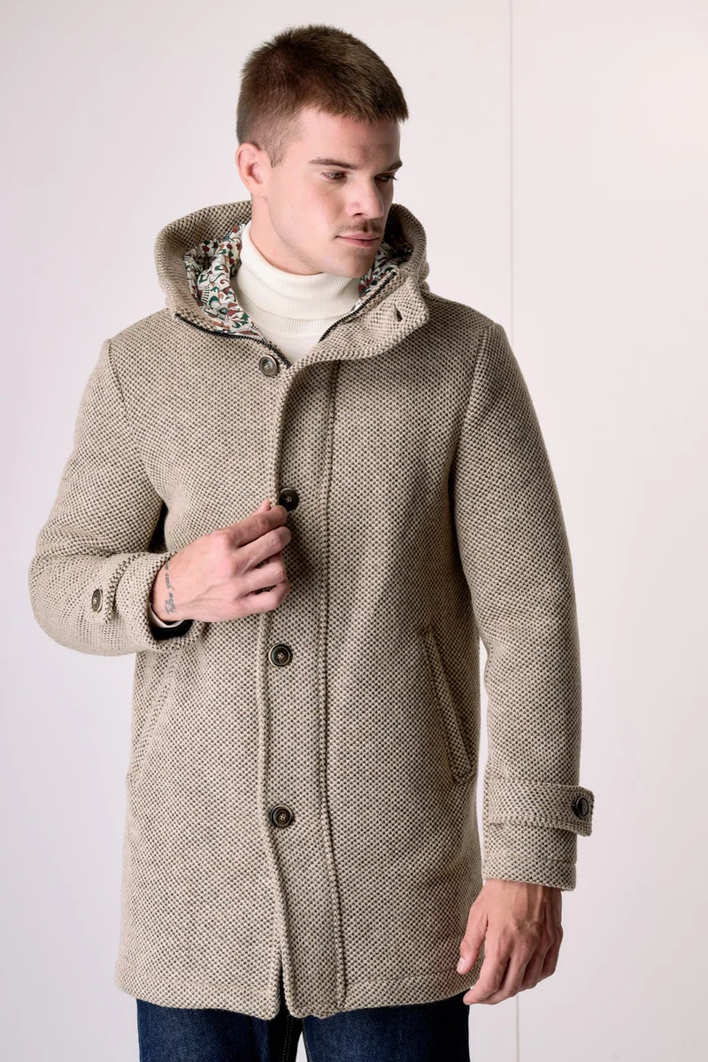 Parka punto riso Sabbia con fodera interna in Tessuto V2