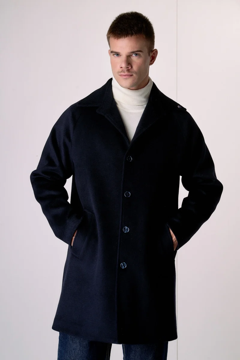 Cappotto Sartoriale Monopetto Diplomatico Blu con fodera interna in Tessuto V2