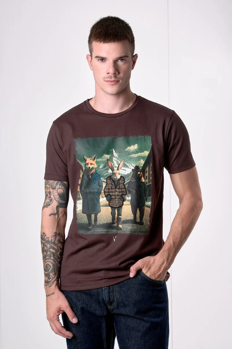 T-Shirt Moro con stampa Rabbit e ricamo in tessuto V2