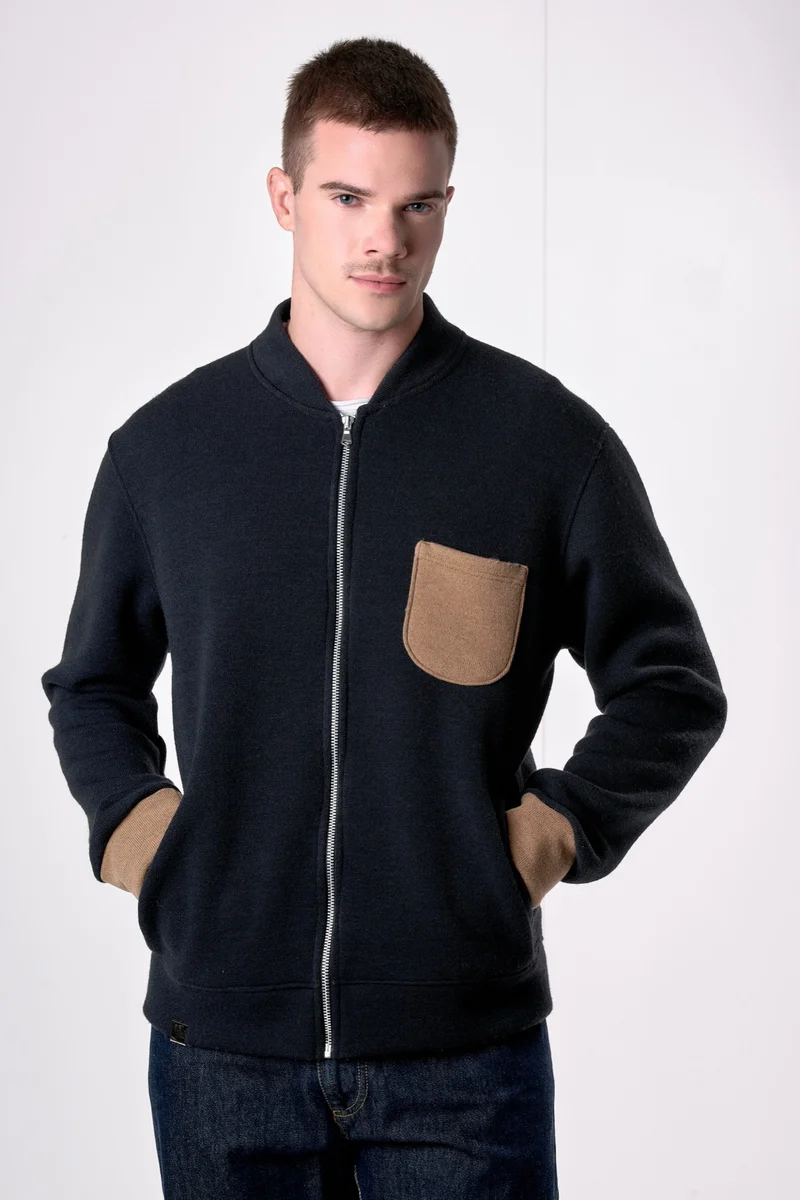 Bomber Zip in felpa Double Blu