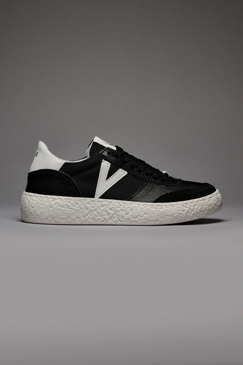 ATENA - Sneakers a suola bassa Nera con inserti gommati Bianchi