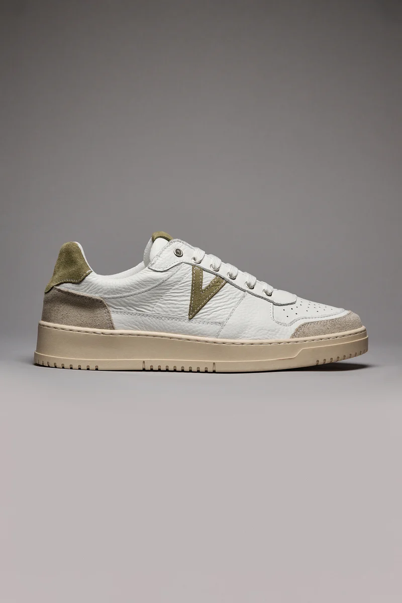 COLLEGE - Sneakers Bianca con retro e inserto scamosciato Pesto