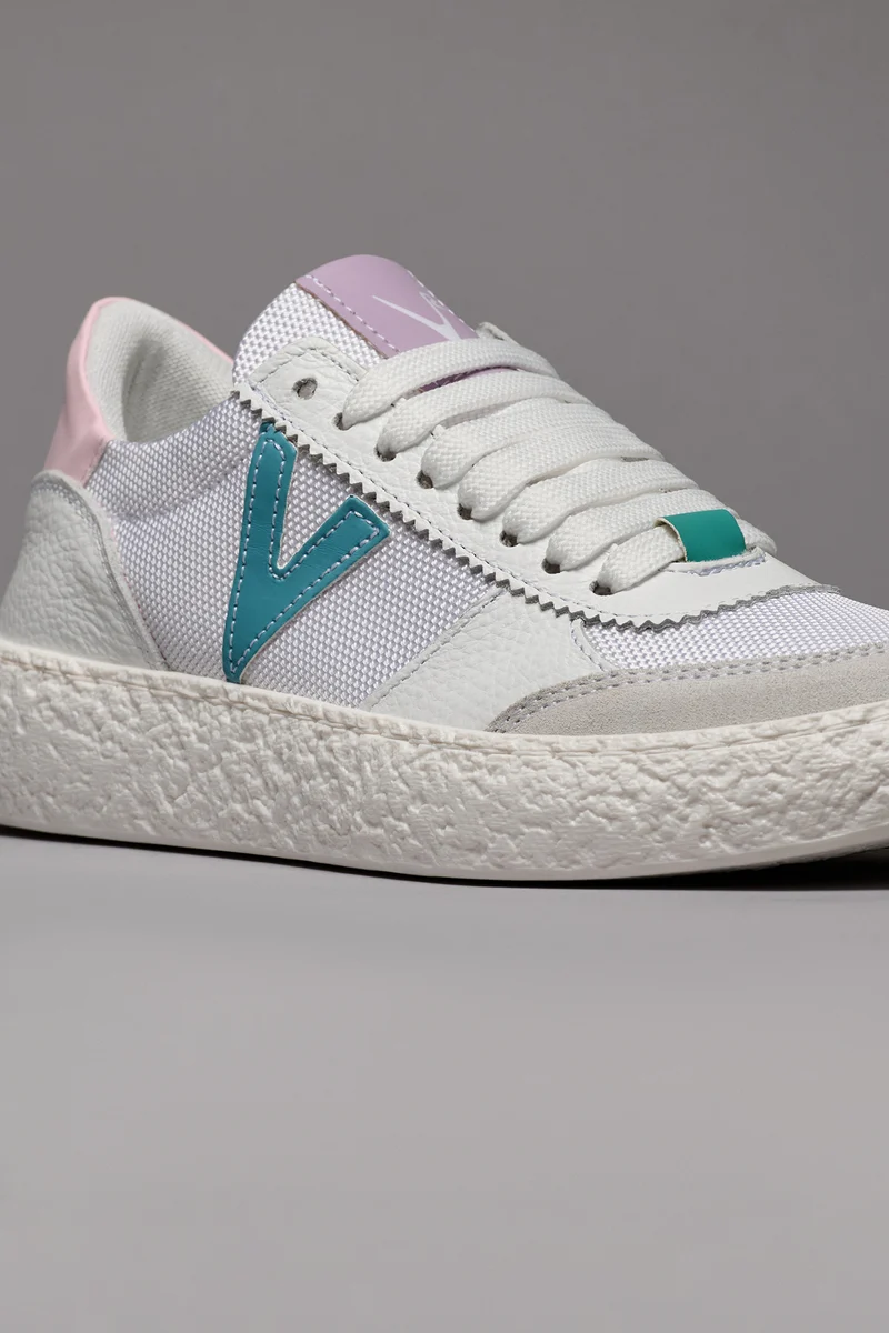 ATENA MULTICOLOR - Sneakers a suola bassa Bianca con inserti gommati Multicolor Pastello