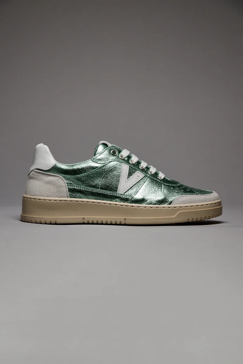 COLLEGE LAMÉ - Sneakers in pelle laminata Verde Salvia
