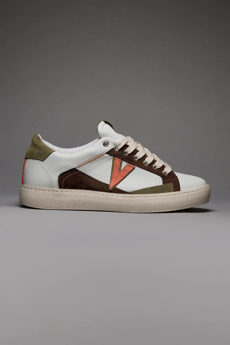 PABLITO - Sneakers con inserti Pesto Moro e Arancio e Ricami