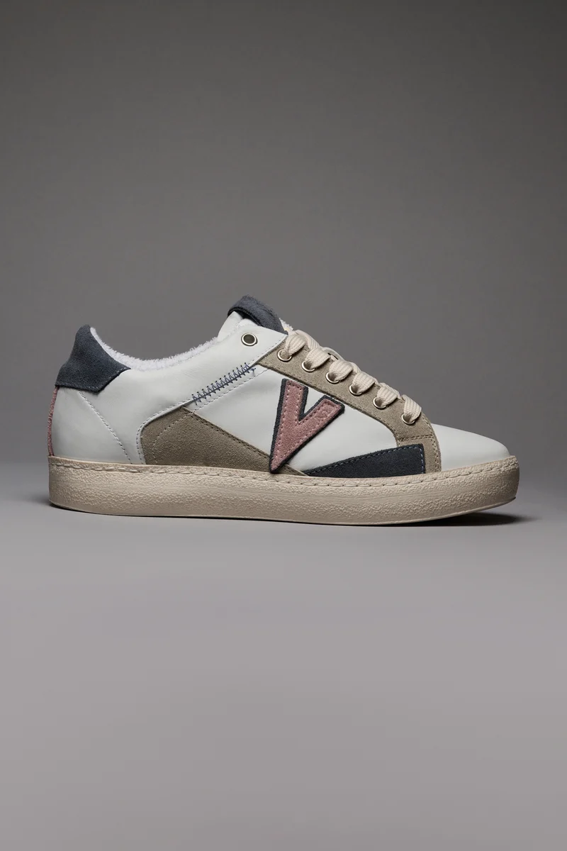 PABLITO - Sneakers con inserti Jeans Sabbia e Rosa e Ricami