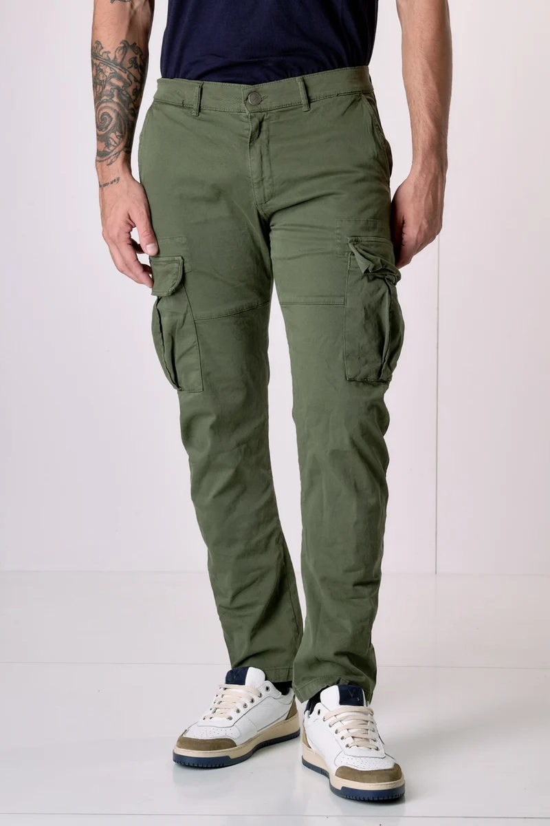 TEXAS - Cargo Regular Verde Militare con Salpa in tessuto V2