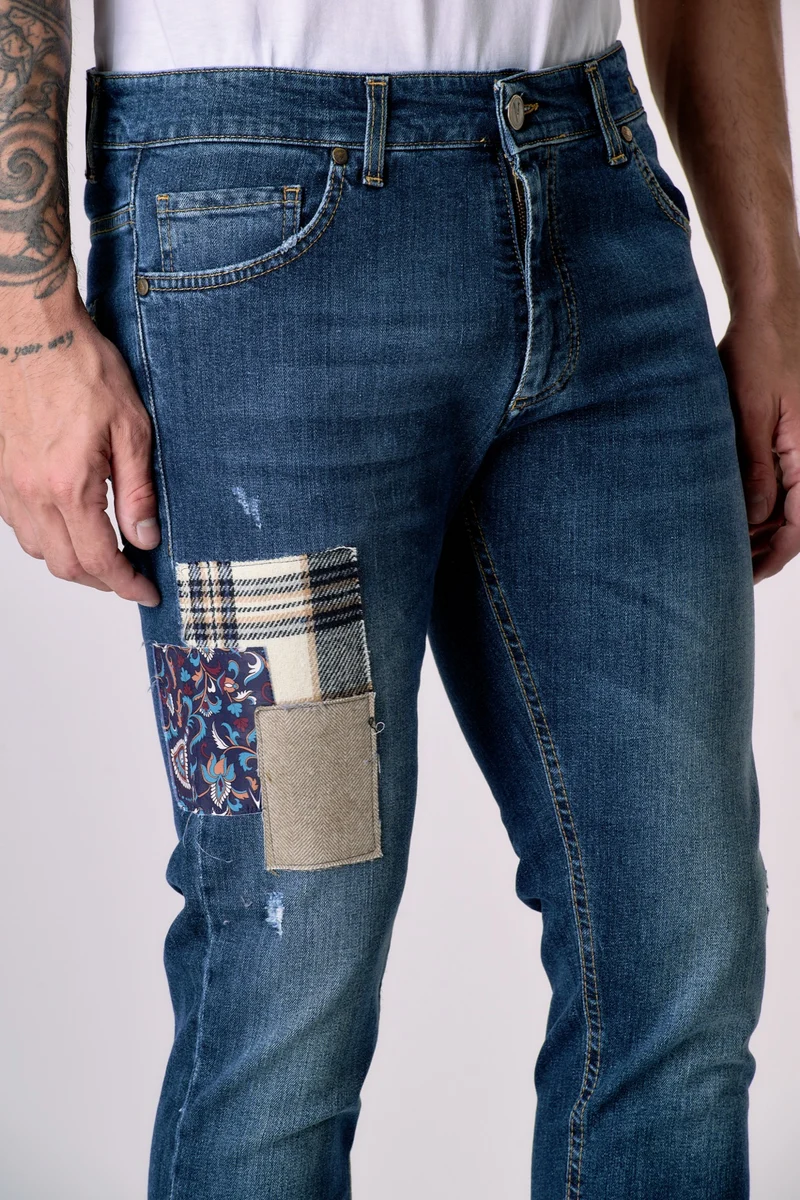 TOKYO - Jeans Slim Fit - Blu con Tripla Patch frontale
