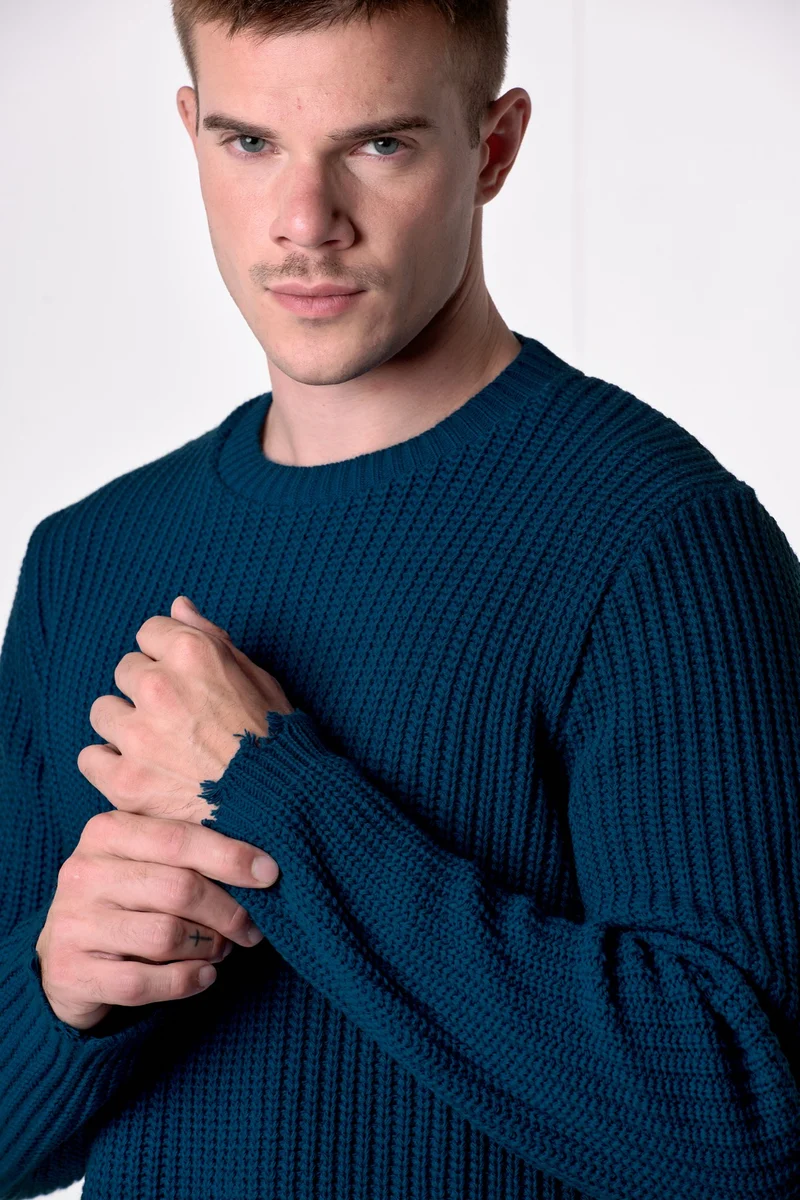 Maglione Girocollo con Strappi Ottanio