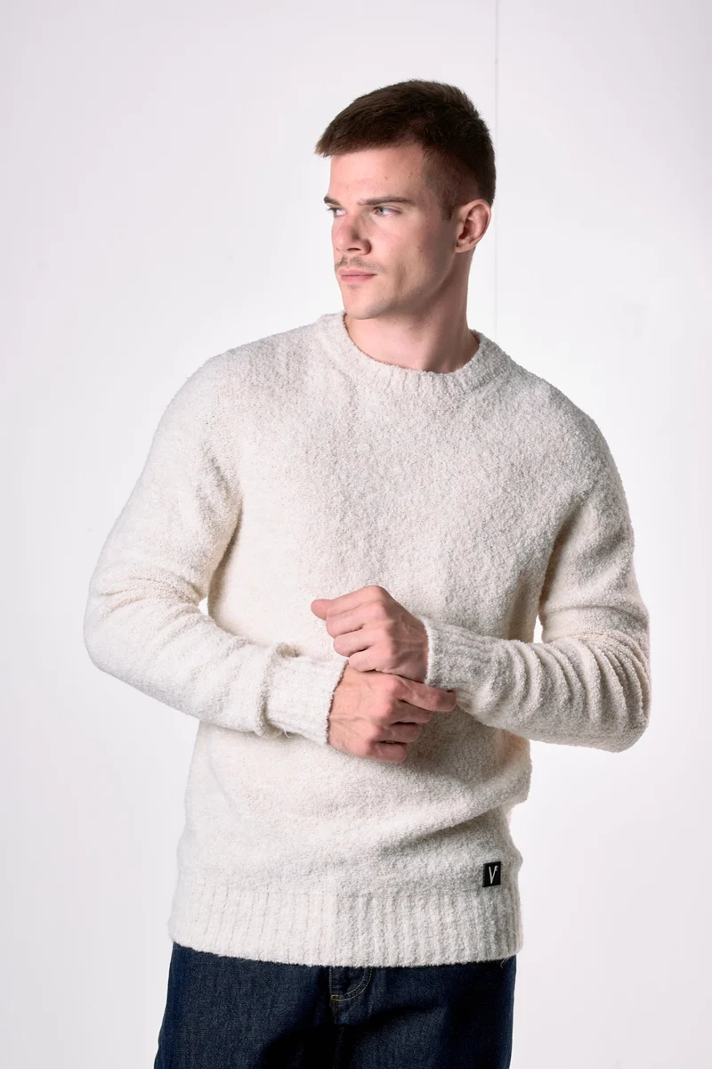 Maglione Girocollo filato Extra-soft Panna