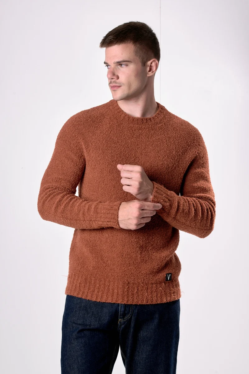 Maglione Girocollo filato Extra-soft Coccio