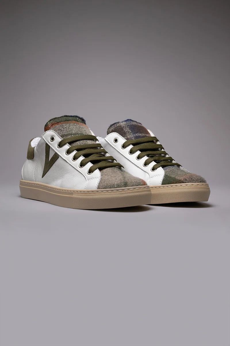 OLYMPIC - Sneakers a suola bassa in pelle Bianca con linguetta in tessuto