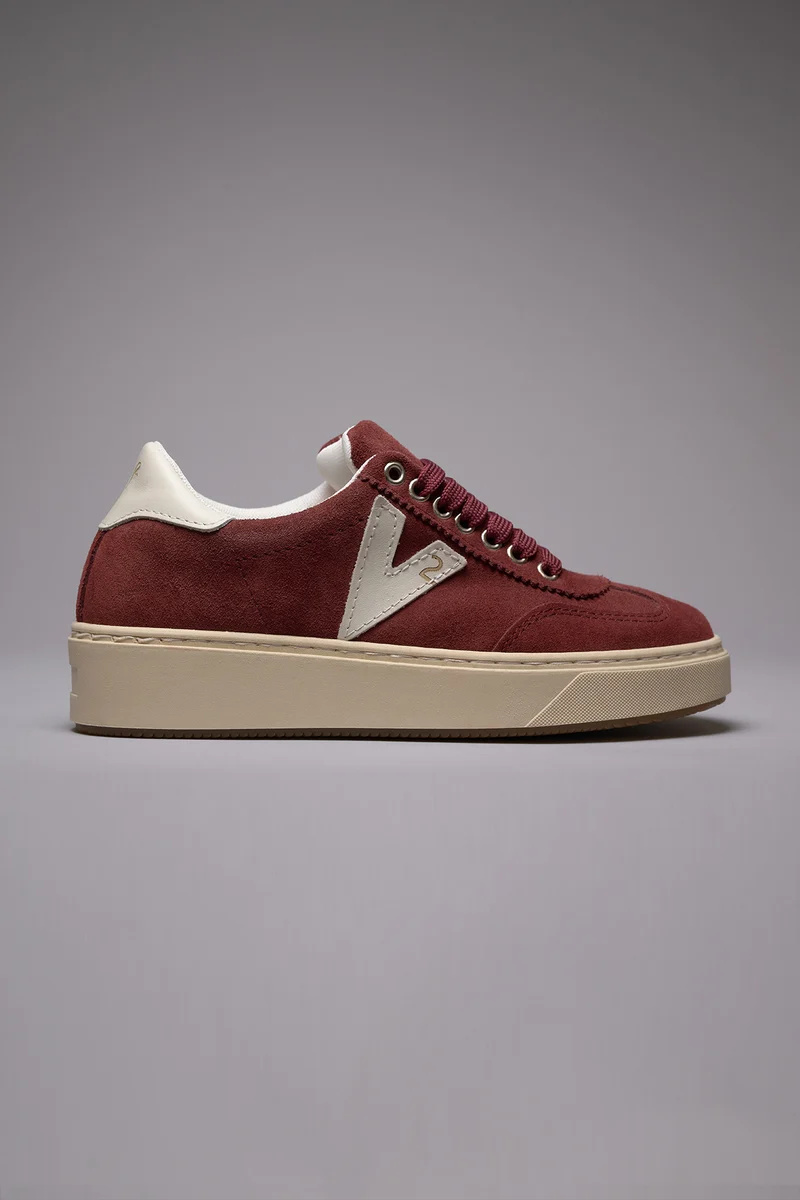 SUÈDE - Sneakers in pelle scamosciata Bordeaux con inserti e retro Bianco