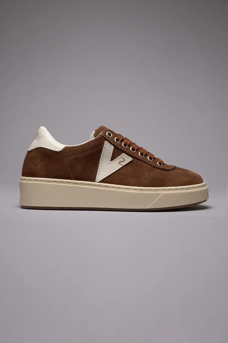 SUÈDE - Sneakers in pelle scamosciata Moro con inserti e retro Bianco