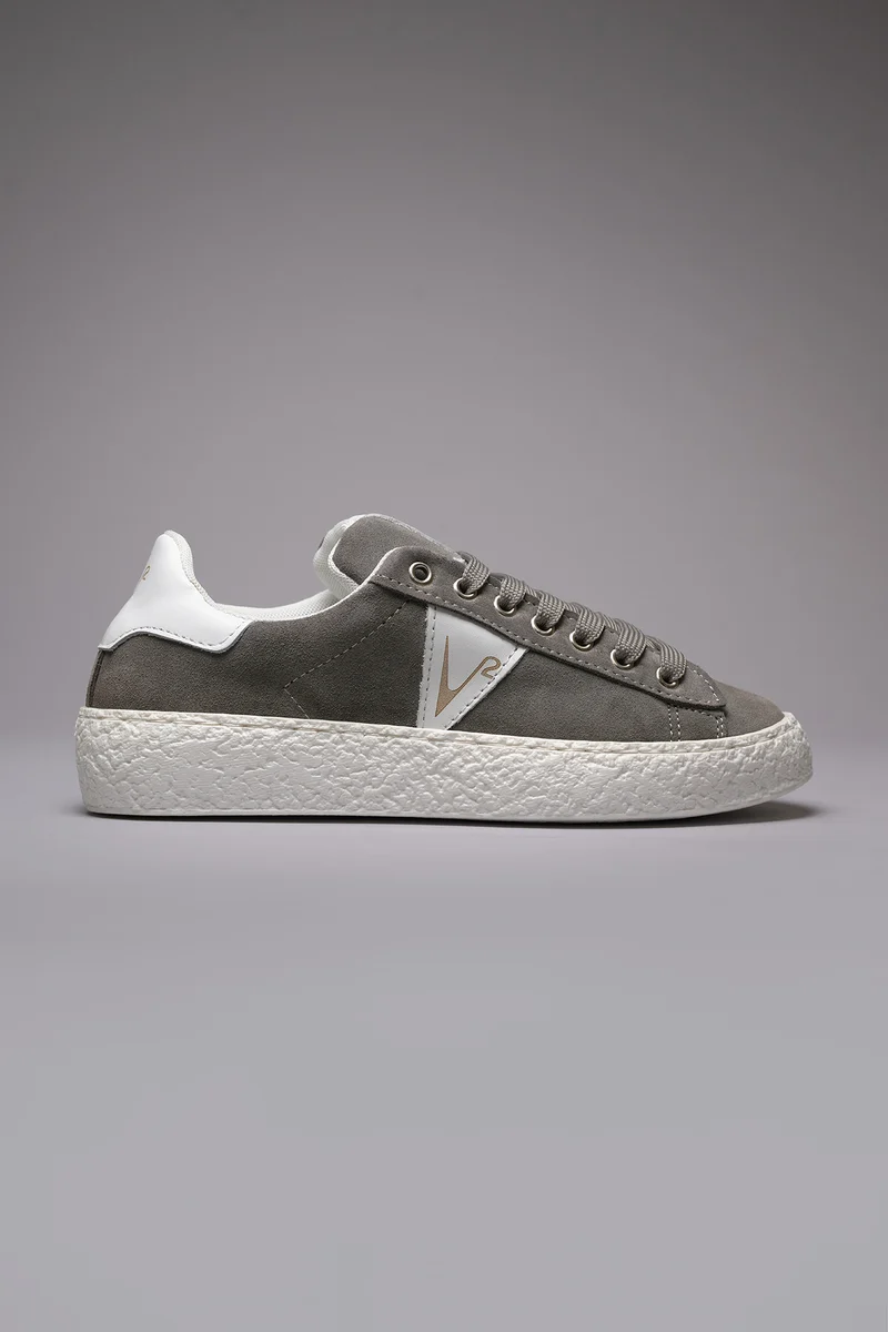 OLLIE - Sneakers in pelle scamosciata Grigia con inserti Bianchi