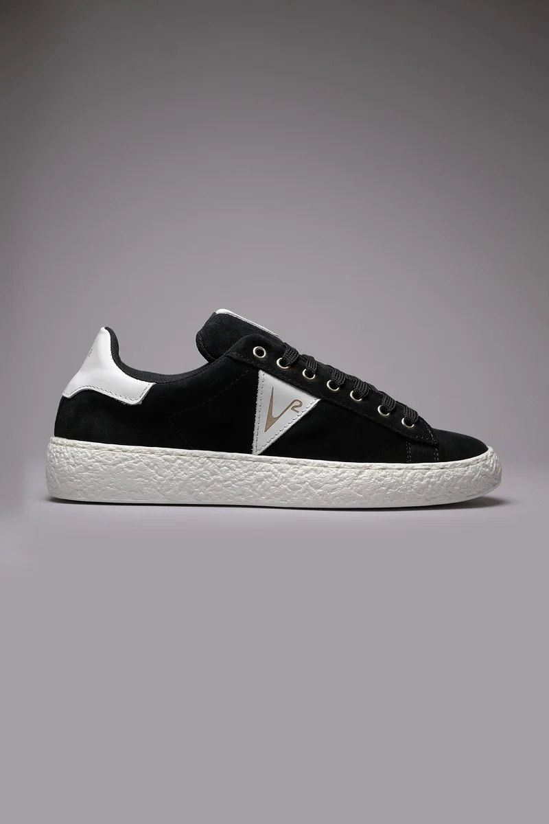 OLLIE - Sneakers in pelle scamosciata Nera con inserti Bianchi
