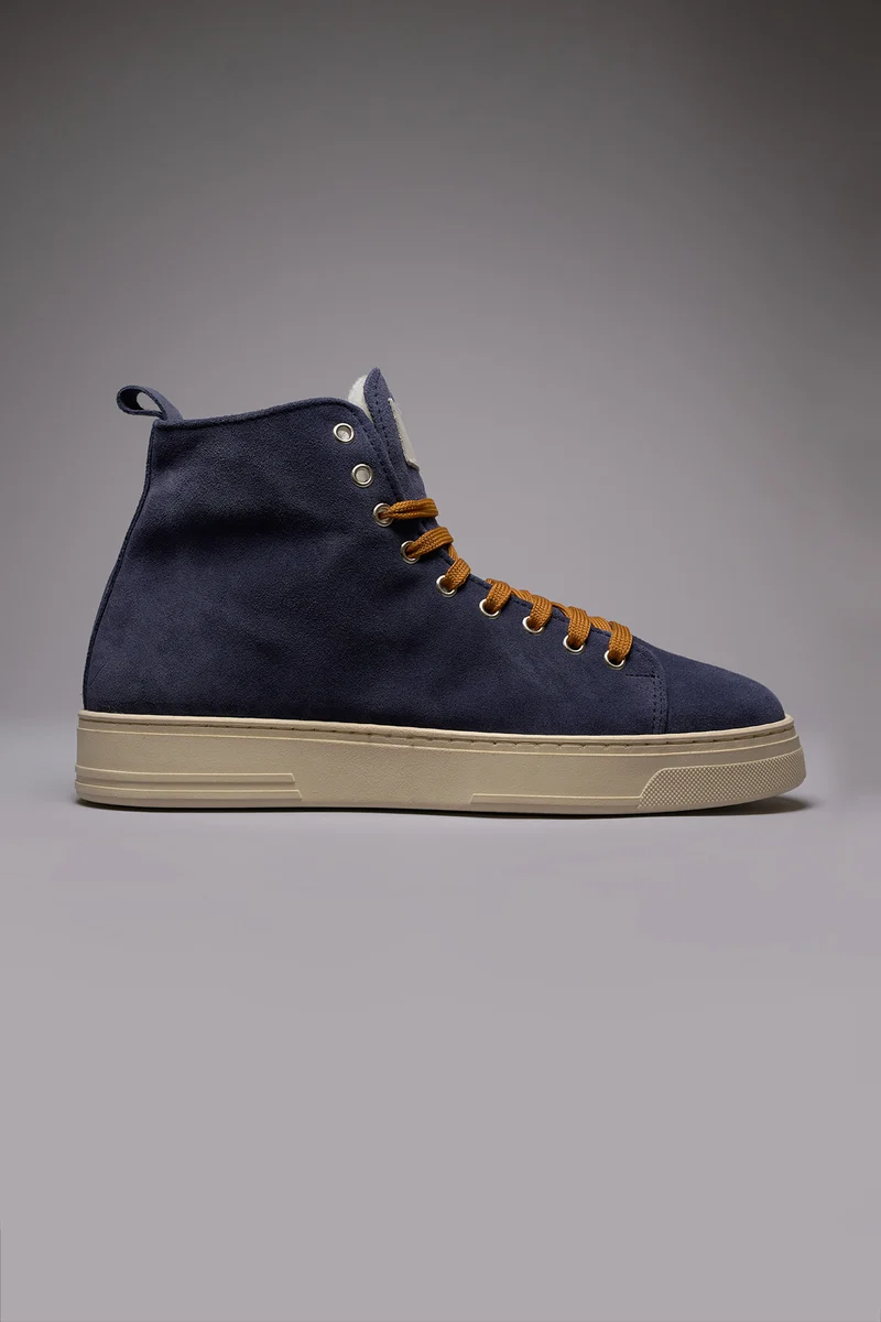 TEDDY - Stivaletto in pelle scamosciata Blu e lacci Cuoio